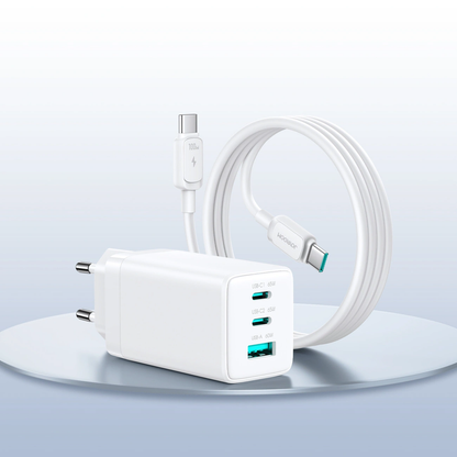 Netzladegerät mit USB-C Kabel Joyroom JR-TG10, 65W, 3.25A, 1 x USB-A - 2 x USB-C, Weiß