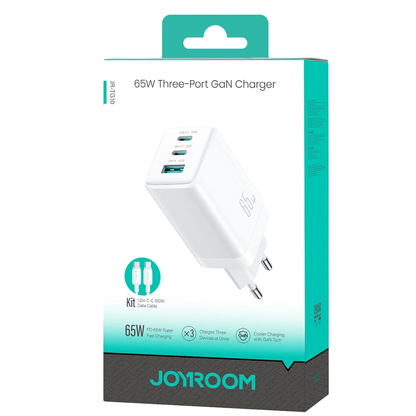 Netzladegerät mit USB-C Kabel Joyroom JR-TG10, 65W, 3.25A, 1 x USB-A - 2 x USB-C, Weiß