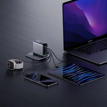 Netzteil mit USB-C-Kabel Cuktech AD1204U Display, 120W, 6A, 1 x USB-A - 2 x USB-C, Silber