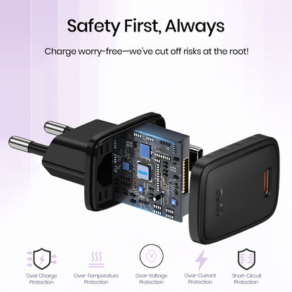 Caricabatterie da rete con cavo Lightning Lito LC17L, 30W, 3A, 1 x USB-C, Nero