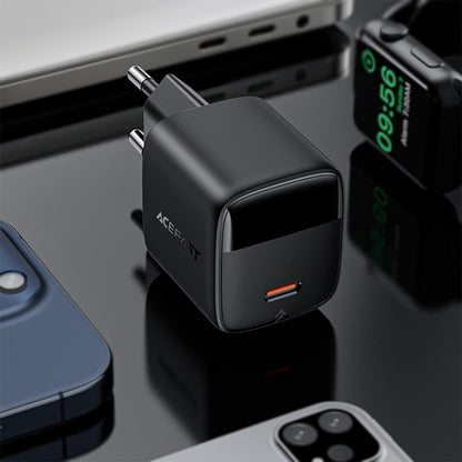 Netzladegerät mit USB-C Kabel Acefast A115 Display, 30W, 3A, 1 x USB-C, Schwarz