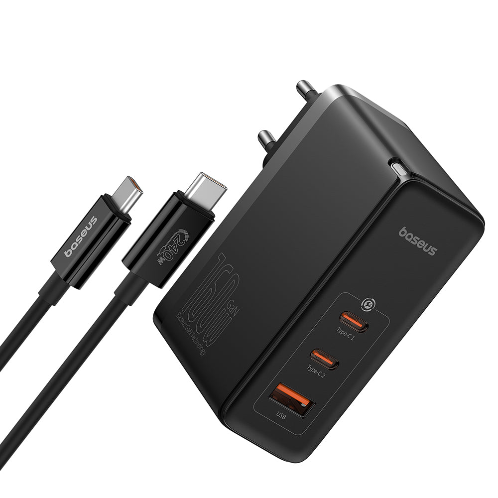 Caricabatterie Rete con Cavo USB-C Baseus GaN5 Pro, 160W, 5A, 1 x USB-A - 2 x USB-C, Nero P10110825113-00