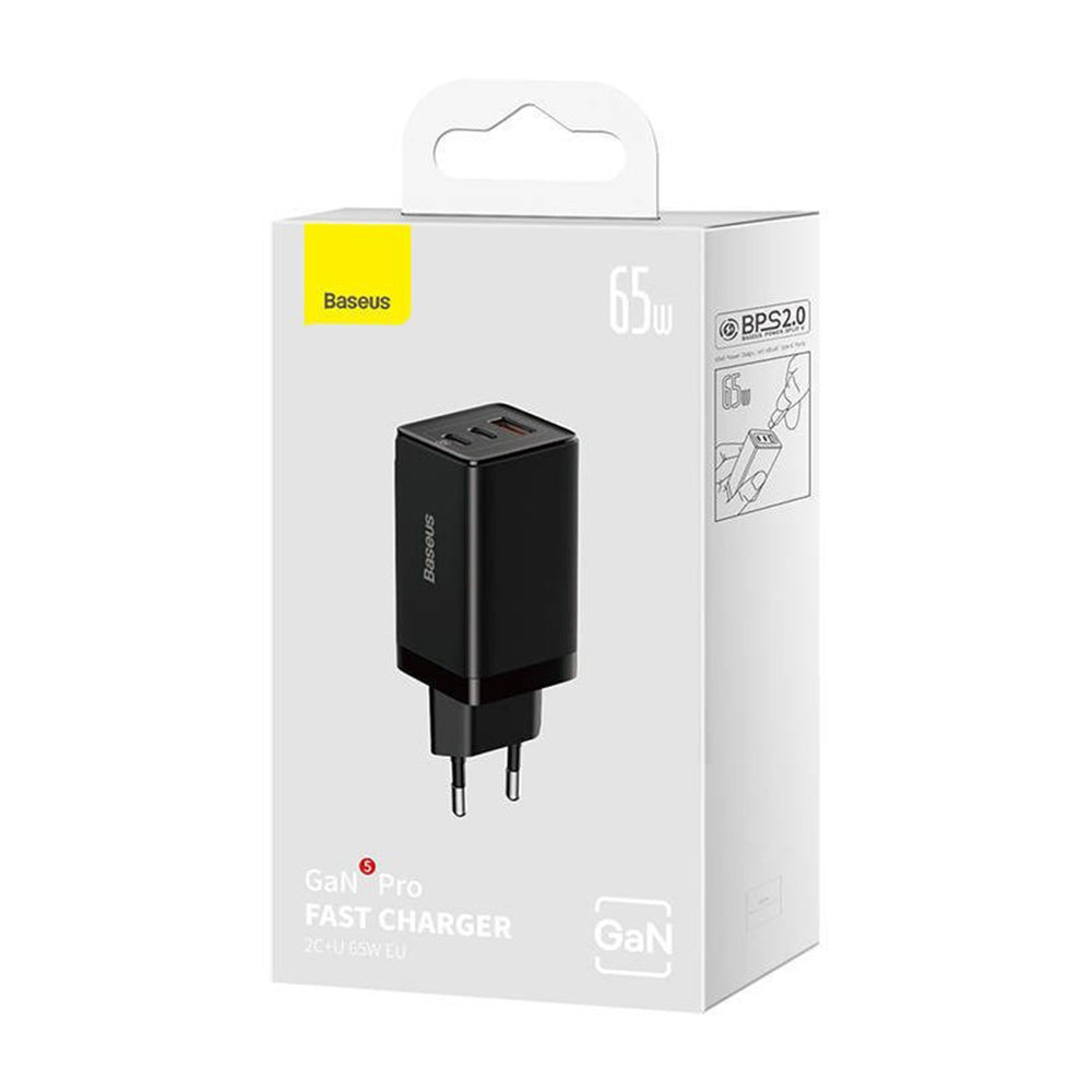 Netzladegerät mit USB-C Kabel Baseus GaN5 Pro, 65W, 3.25A, 1 x USB-A - 2 x USB-C, Schwarz C0206500