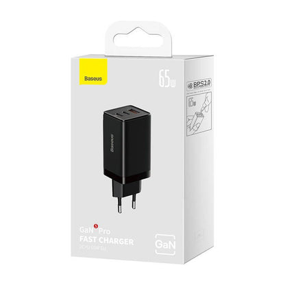 Netzladegerät mit USB-C Kabel Baseus GaN5 Pro, 65W, 3.25A, 1 x USB-A - 2 x USB-C, Schwarz C0206500