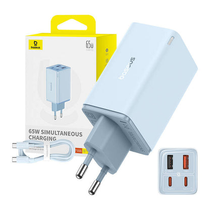 Netzteil mit USB-C-Kabel Baseus GaN6 Pro, 65W, 3,25A, 2 x USB-A - 2 x USB-C, Blau P10162701313-00