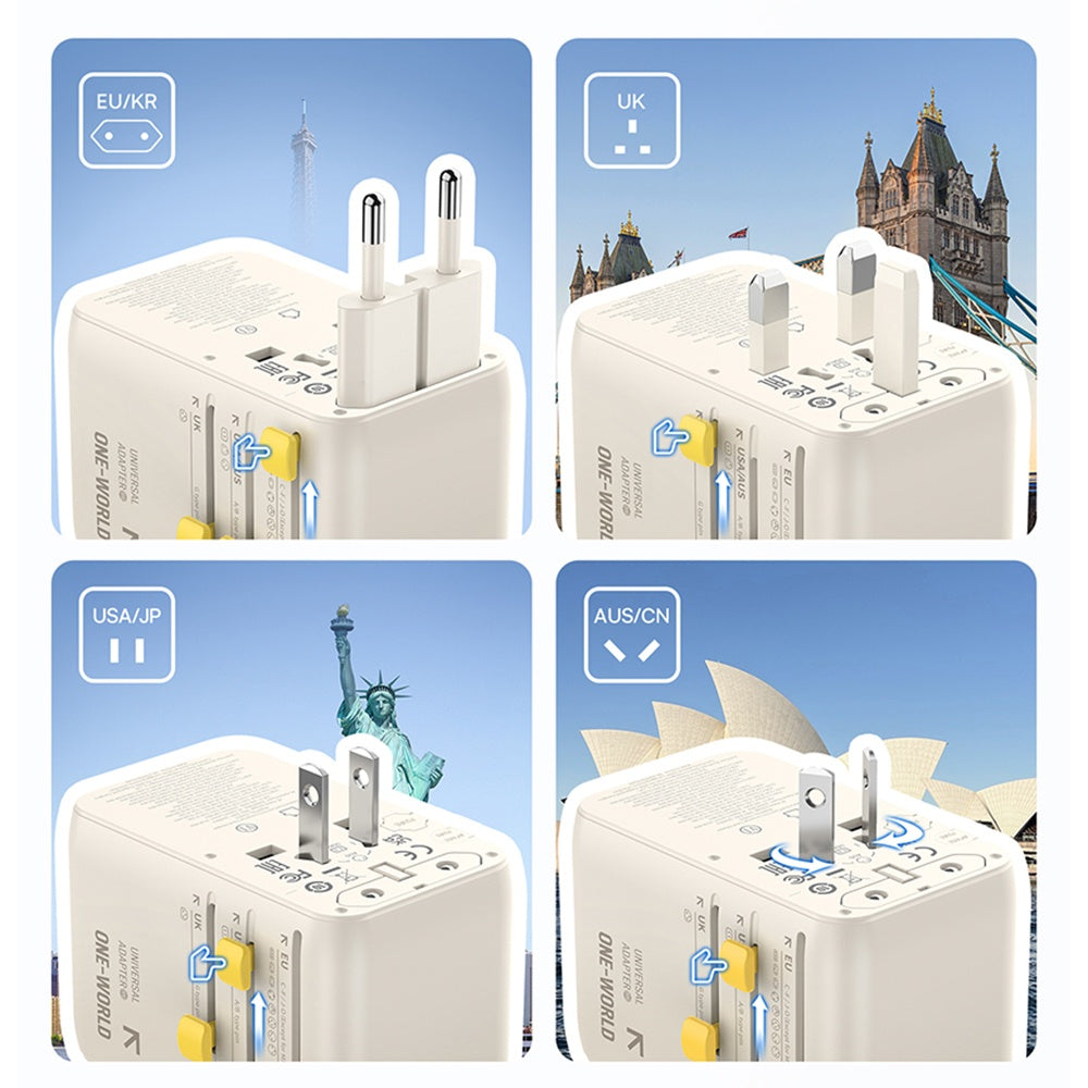Chargeur secteur avec câble USB-C Baseus Travel EnerCore CG11, 70W, 2 x prise - 1 x USB-C - 2 x USB-A, blanc E0307E01