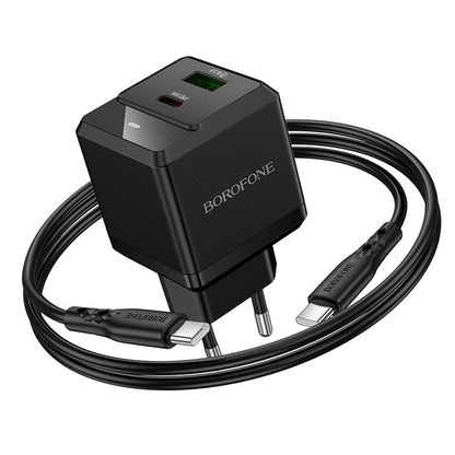 Chargeur réseau avec câble USB-C Borofone BN19 Intenso, 20W, 3A, 1 x USB-A - 1 x USB-C, Noir
