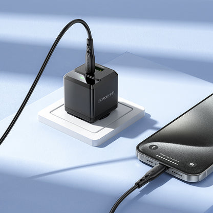 Chargeur réseau avec câble USB-C Borofone BN19 Intenso, 20W, 3A, 1 x USB-A - 1 x USB-C, Noir