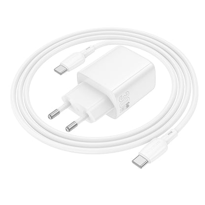 Caricabatterie Rete Con Cavo USB-C Borofone BN29 Fuente, 30W, 3A, 1 x USB-A - 1 x USB-C, Bianco