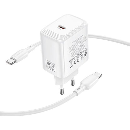 Chargeur secteur avec câble USB-C Borofone BN33 Fuente, 40W, 1 x USB-C, Blanc