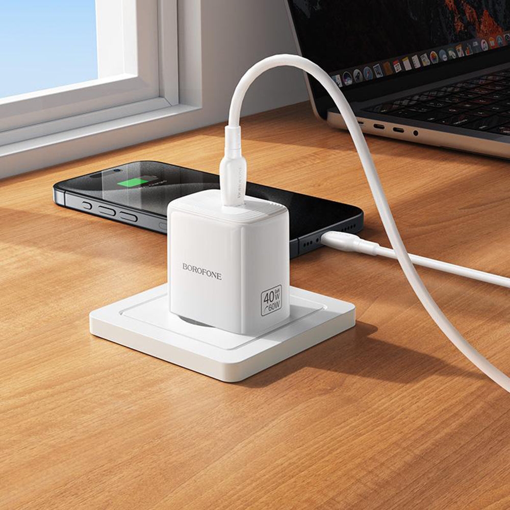 Chargeur secteur avec câble USB-C Borofone BN33 Fuente, 40W, 1 x USB-C, Blanc
