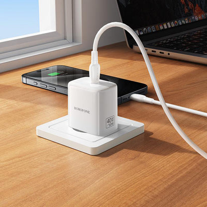Chargeur secteur avec câble USB-C Borofone BN33 Fuente, 40W, 1 x USB-C, Blanc