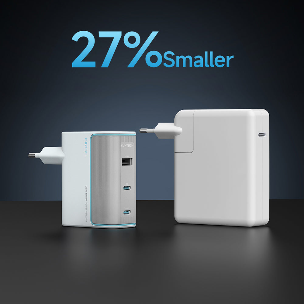 Chargeur secteur avec câble USB-C Cuktech, 100W, 5A, 1 x USB-A - 2 x USB-C, Blanc CKAD1003EUGW