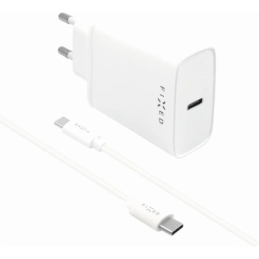 Chargeur réseau avec câble USB-C Fixed, 20W, 3A, 1 x USB-C, Blanc