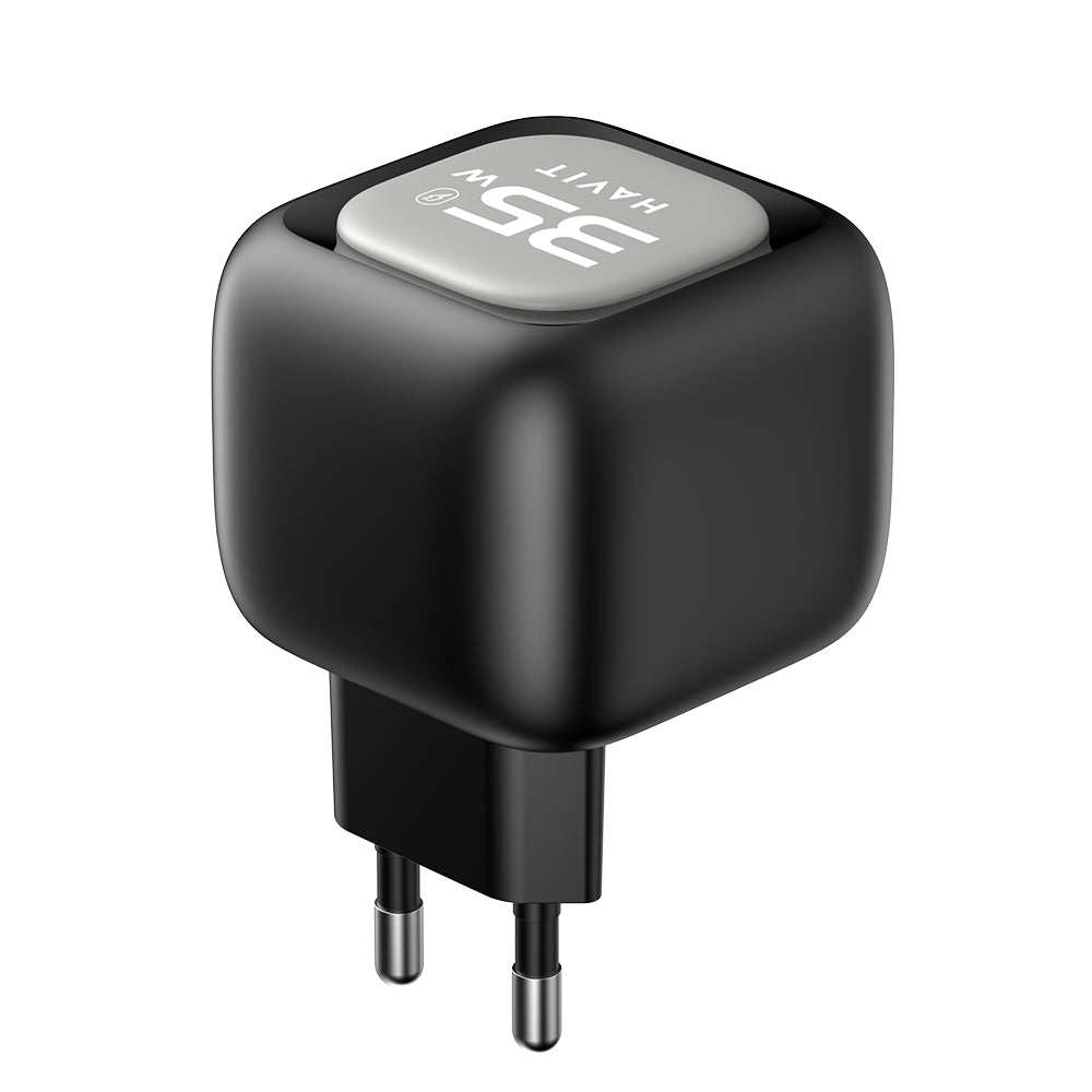 Chargeur Réseau Avec Câble USB-C HAVIT UC251, 35W, 3A, 1 x USB-A - 1 x USB-C, Noir Gris