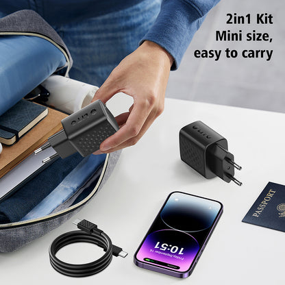 Netzladegerät mit USB-C Kabel Lito LC13T, 20W, 3A, 1 x USB-C, Schwarz