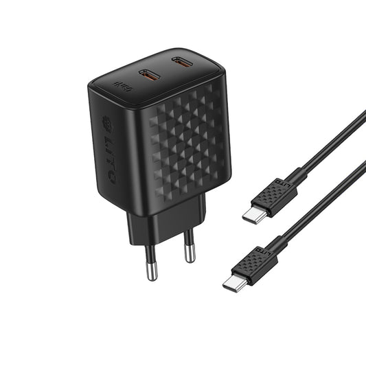 Netzladegerät mit USB-C Kabel Lito LC22T, 45W, 3A, 2 x USB-C, Schwarz