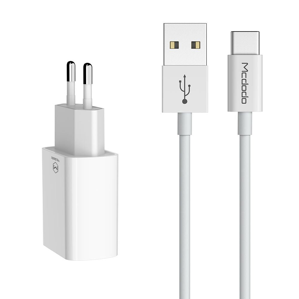 Caricabatterie Rete con Cavo USB-C McDodo CH-6721 Offer, 12W, 2.4A, 2 x USB-A, Bianco