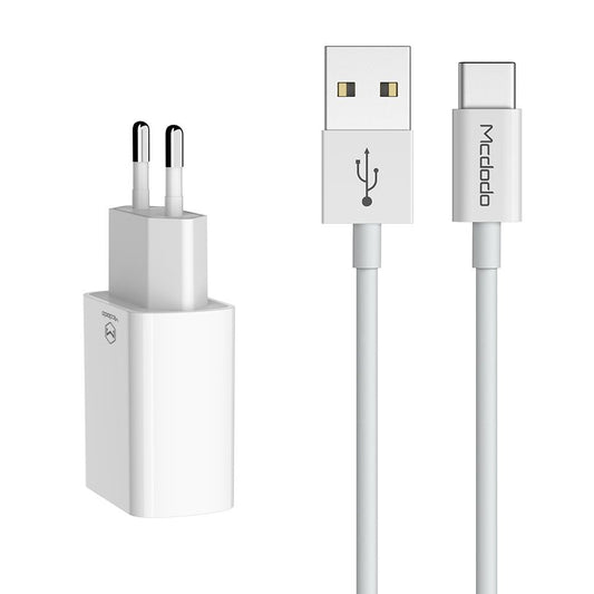 Caricabatterie Rete con Cavo USB-C McDodo CH-6721 Offer, 12W, 2.4A, 2 x USB-A, Bianco