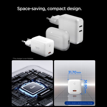Chargeur réseau avec câble USB-C Spigen EE451EU Essential, 45W, 3A, 1 x USB-C, Blanc ACH09473