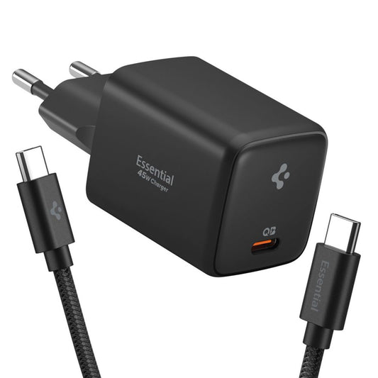 Netzladegerät mit USB-C Kabel Spigen EE451EU Essential, 45W, 3A, 1 x USB-C, Schwarz ACH09474