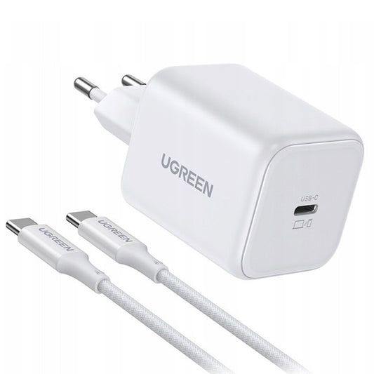 Chargeur secteur avec câble USB-C UGREEN X524 (65055), 45W, 3A, 1 x USB-C, Blanc