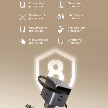 Caricabatterie da Rete con Cavo USB-C UGREEN X614, 45W, 3A, 1 x USB-A - 1 x USB-C, Grigio