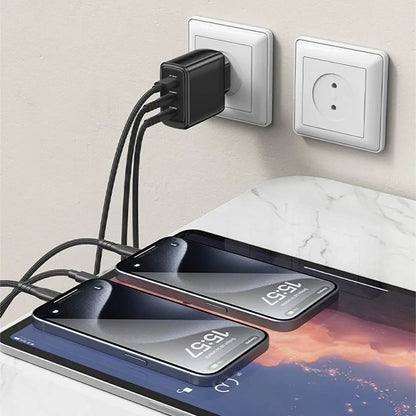 Netzladegerät mit USB-C Kabel Yesido YC144C, 65W, 3.25A, 1 x USB-A - 2 x USB-C, Schwarz
