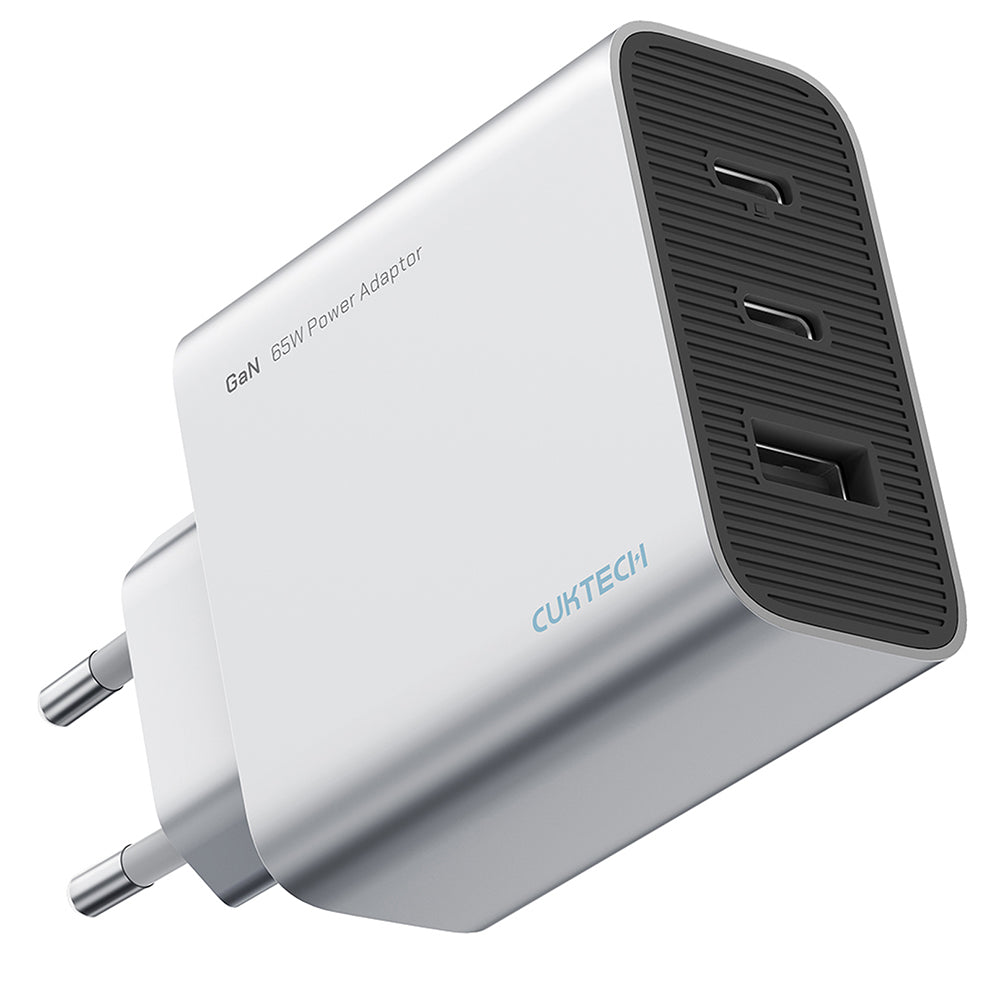 Caricatore da rete Cuktech, 65W, 3,25A, 1 x USB-A - 2 x USB-C, Bianco CUK0A15CEUSL