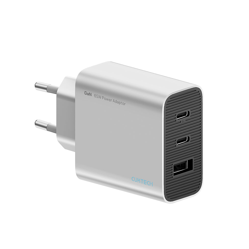 Caricatore da rete Cuktech, 65W, 3,25A, 1 x USB-A - 2 x USB-C, Bianco CUK0A15CEUSL