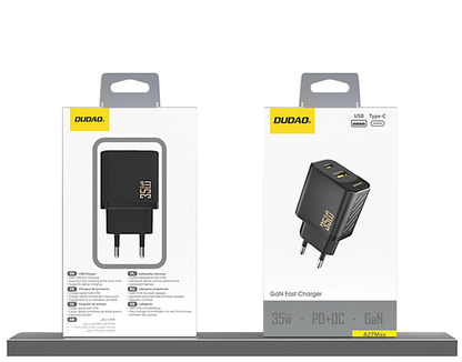 Dudao A27 Max Netzladegerät, 35W, 1 x USB-A - 1 x USB-C, Schwarz