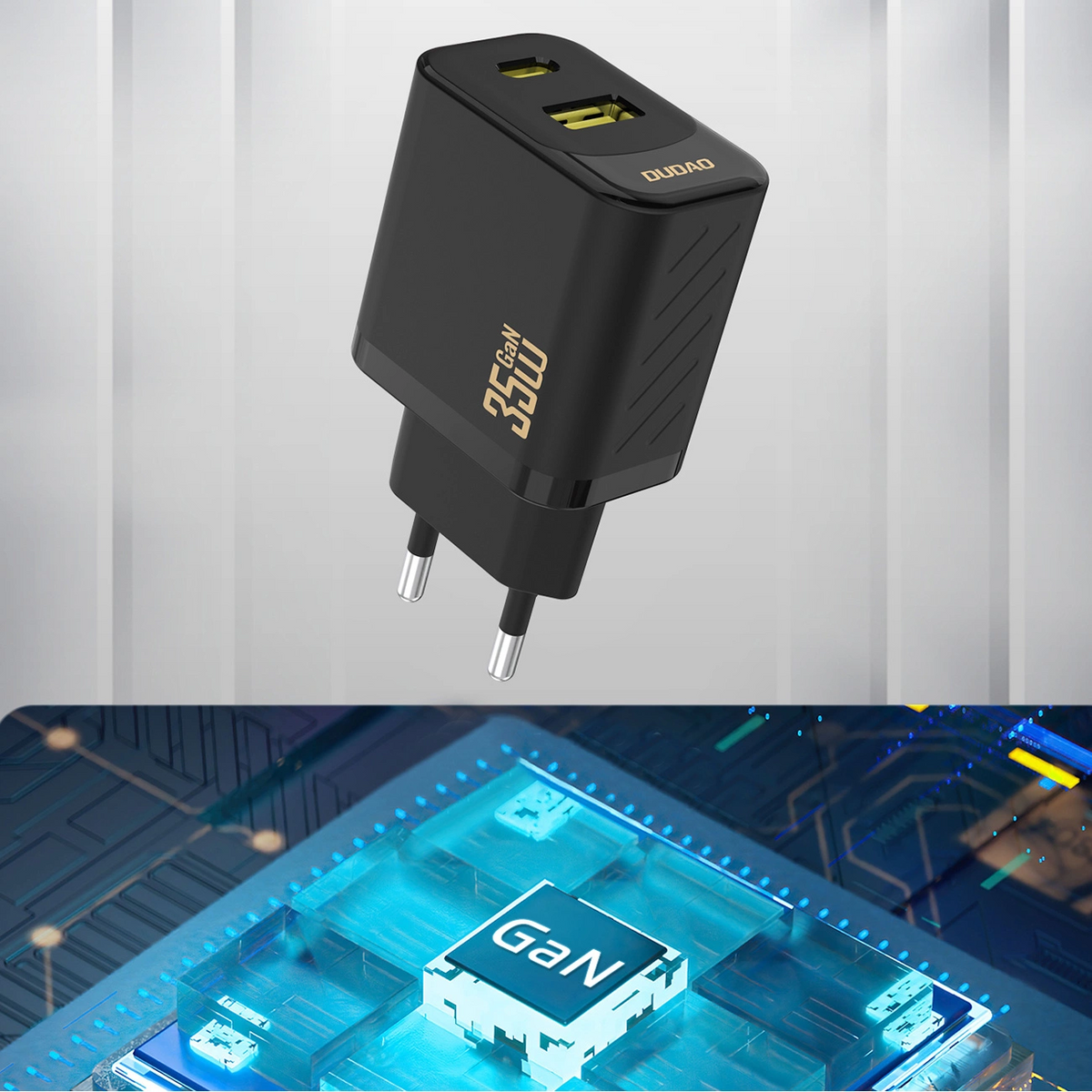 Dudao A27 Max Netzladegerät, 35W, 1 x USB-A - 1 x USB-C, Schwarz