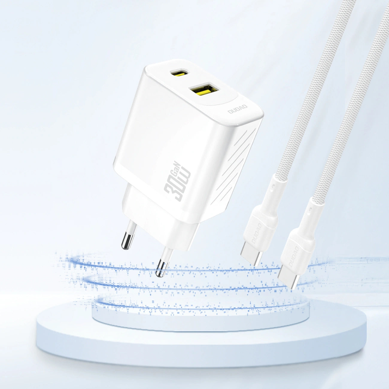 Chargeur Réseau Dudao A27TEU, 30W, 3A, 1 x USB-A - 1 x USB-C, Blanc