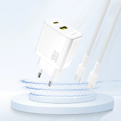 Chargeur Réseau Dudao A27TEU, 30W, 3A, 1 x USB-A - 1 x USB-C, Blanc