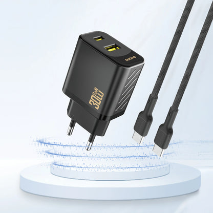 Caricabatterie Rete Dudao A27TEU, 30W, 3A, 1 x USB-A - 1 x USB-C, Nero