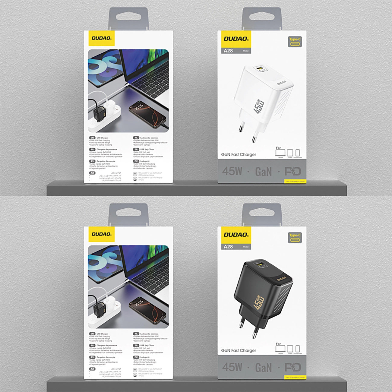 Netzladegerät Dudao A28, 45W, 3A, 1 x USB-C, Schwarz