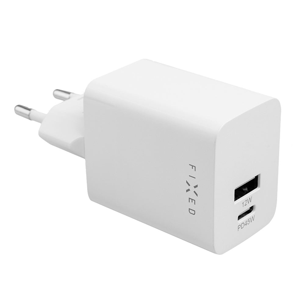 Netzladegerät Fixed Mini, 45W, 3A, 1 x USB-A - 1 x USB-C, Weiß