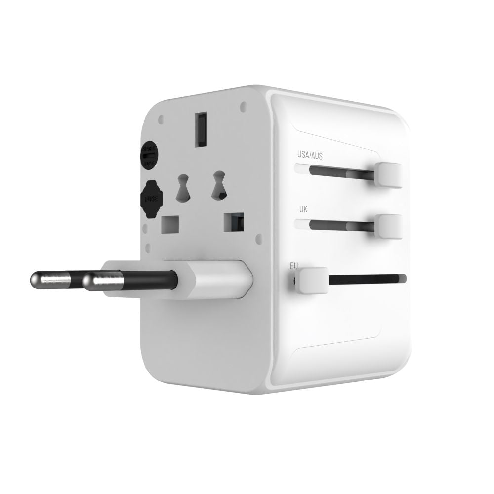 Chargeur Réseau Fixed Travel, 30W, 3A, 2 x USB-A - 1 x USB-C, Blanc