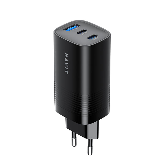 Chargeur Réseau HAVIT UC20, 65W, 3A, 1 x USB-A - 2 x USB-C, Noir