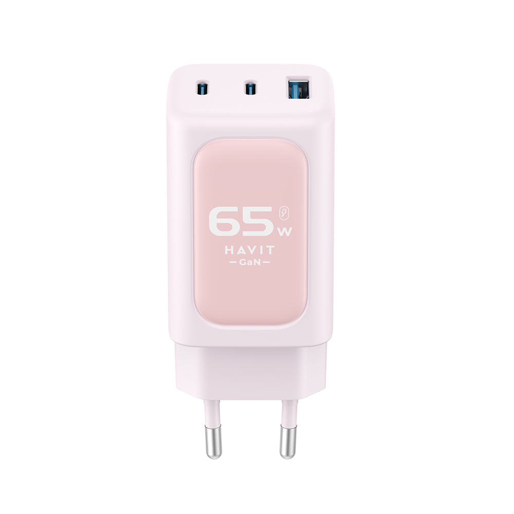 Netzladegerät HAVIT UC260, 65W, 3A, 1 x USB-A - 2 x USB-C, Rosa