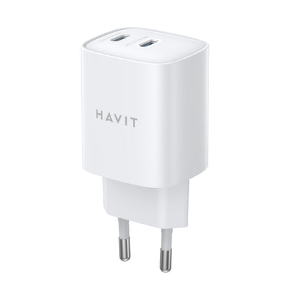 Netzladegerät HAVIT UC45W, 45W, 3A, 2 x USB-C, Weiß