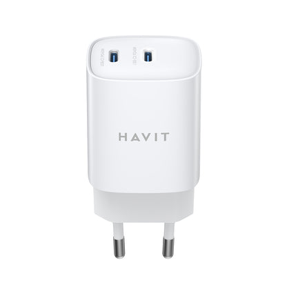 Netzladegerät HAVIT UC45W, 45W, 3A, 2 x USB-C, Weiß