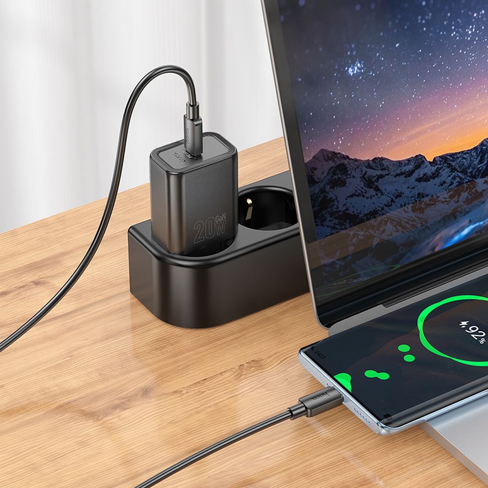 Chargeur Réseau HOCO N60, 20W, 3A, 1 x USB-C, Noir