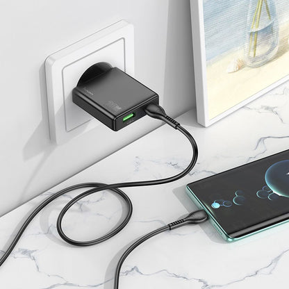 Caricabatterie Rete HOCO N38, 20W, 3A, 1 x USB-A - 1 x USB-C, Nero