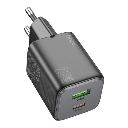 HOCO N41 Network Charger, 20W, 3A, 1 x USB-A - 1 x USB-C, Black