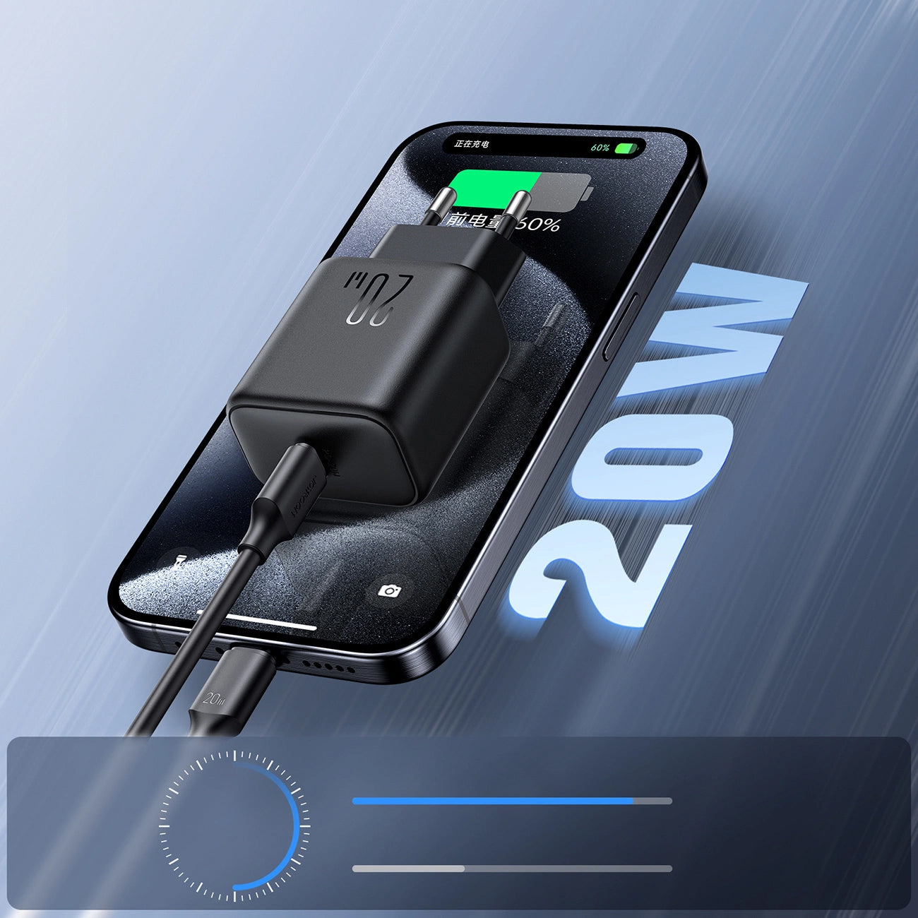 Netzladegerät Joyroom JR-TCF20, 20W, 3A, 1 x USB-C, Schwarz