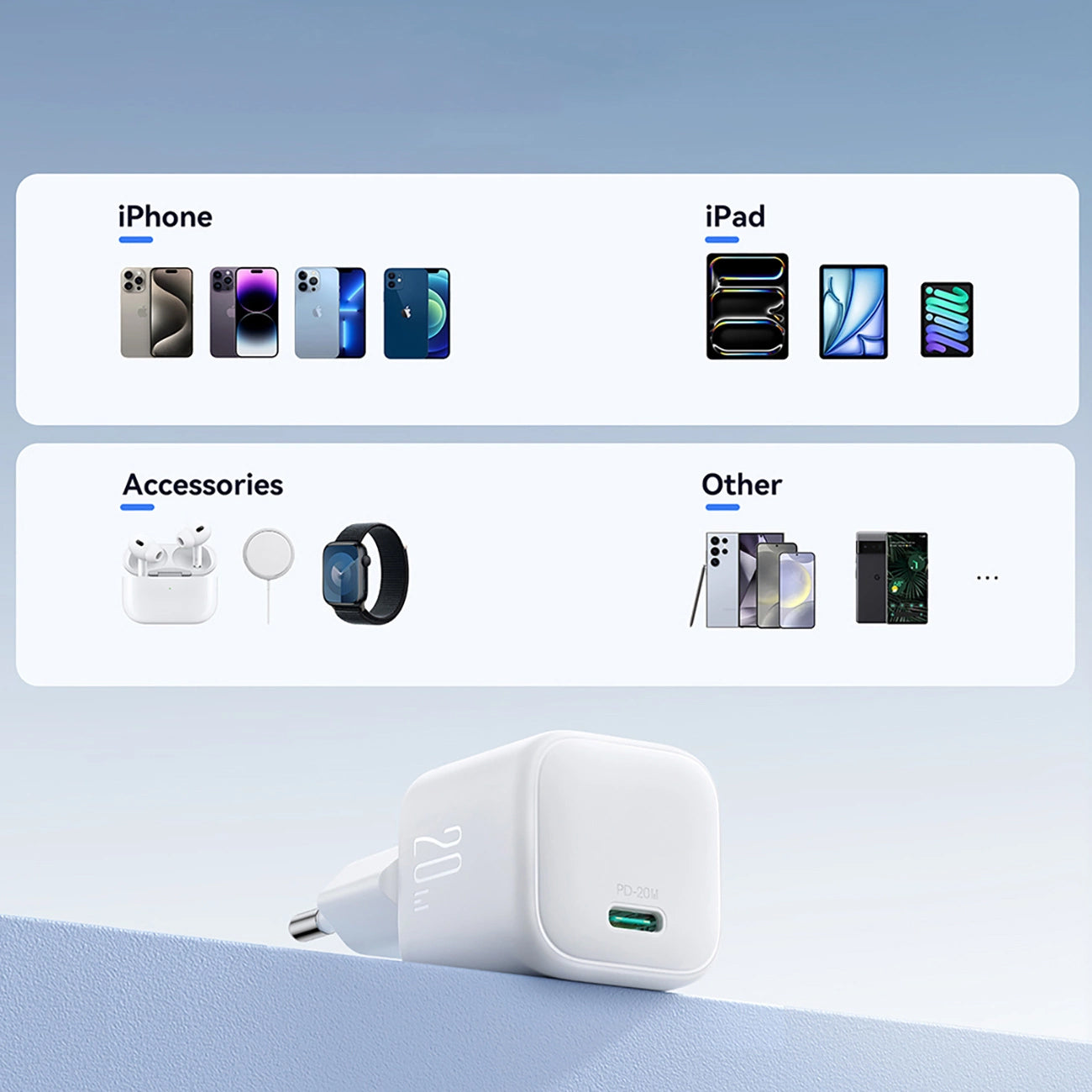 Chargeur Réseau Joyroom JR-TCG08, 20W, 3A, 1 x USB-C, Blanc