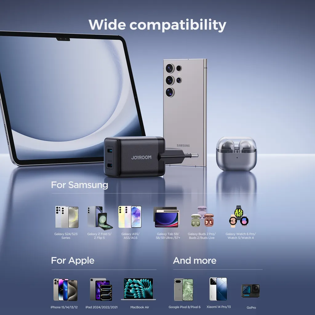 Netzladegerät Joyroom JR-TCG17, 45W, 3A, 2 x USB-C, Schwarz
