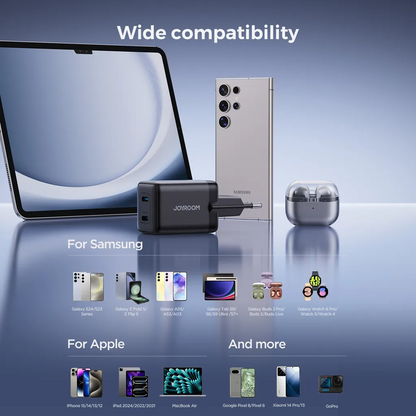 Netzladegerät Joyroom JR-TCG17, 45W, 3A, 2 x USB-C, Schwarz