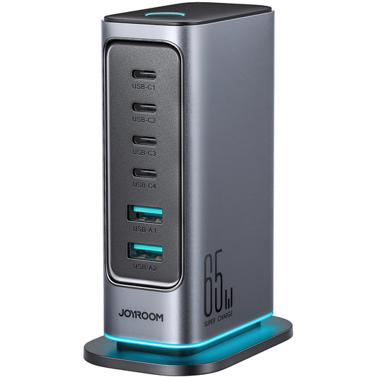 Chargeur Station Joyroom JR-TCM02, 65W, 3.25A, 2 x USB-A - 4 x USB-C, Gris